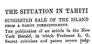 Rumeurs de vente de Tahiti aux Anglais (1905 – 1906)