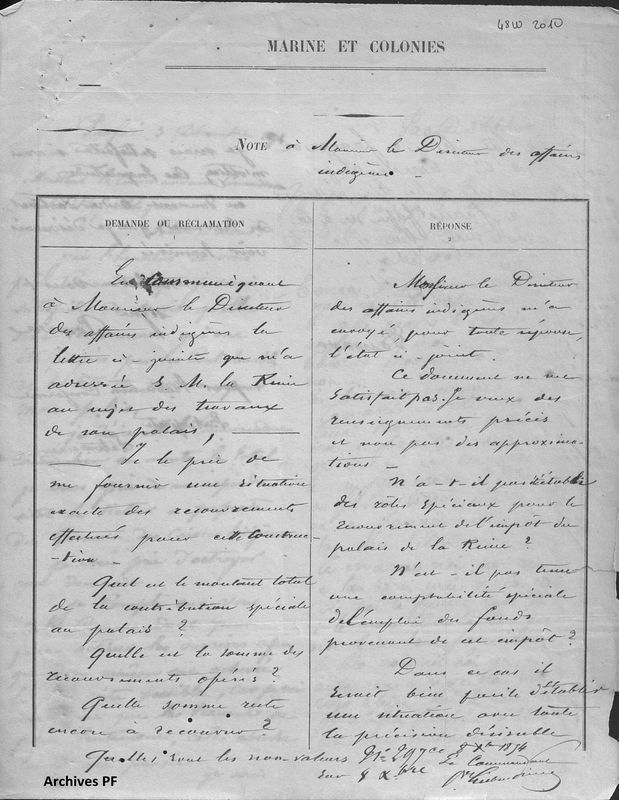 1874 12 03 Ab1 Commandant À Directeur Affaires Indigènes 1