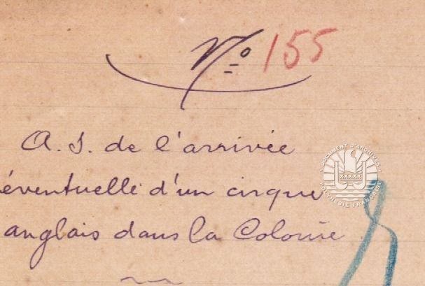 « Au sujet de l’arrivée éventuelle d’un cirque anglais dans la colonie » Février-mars 1909