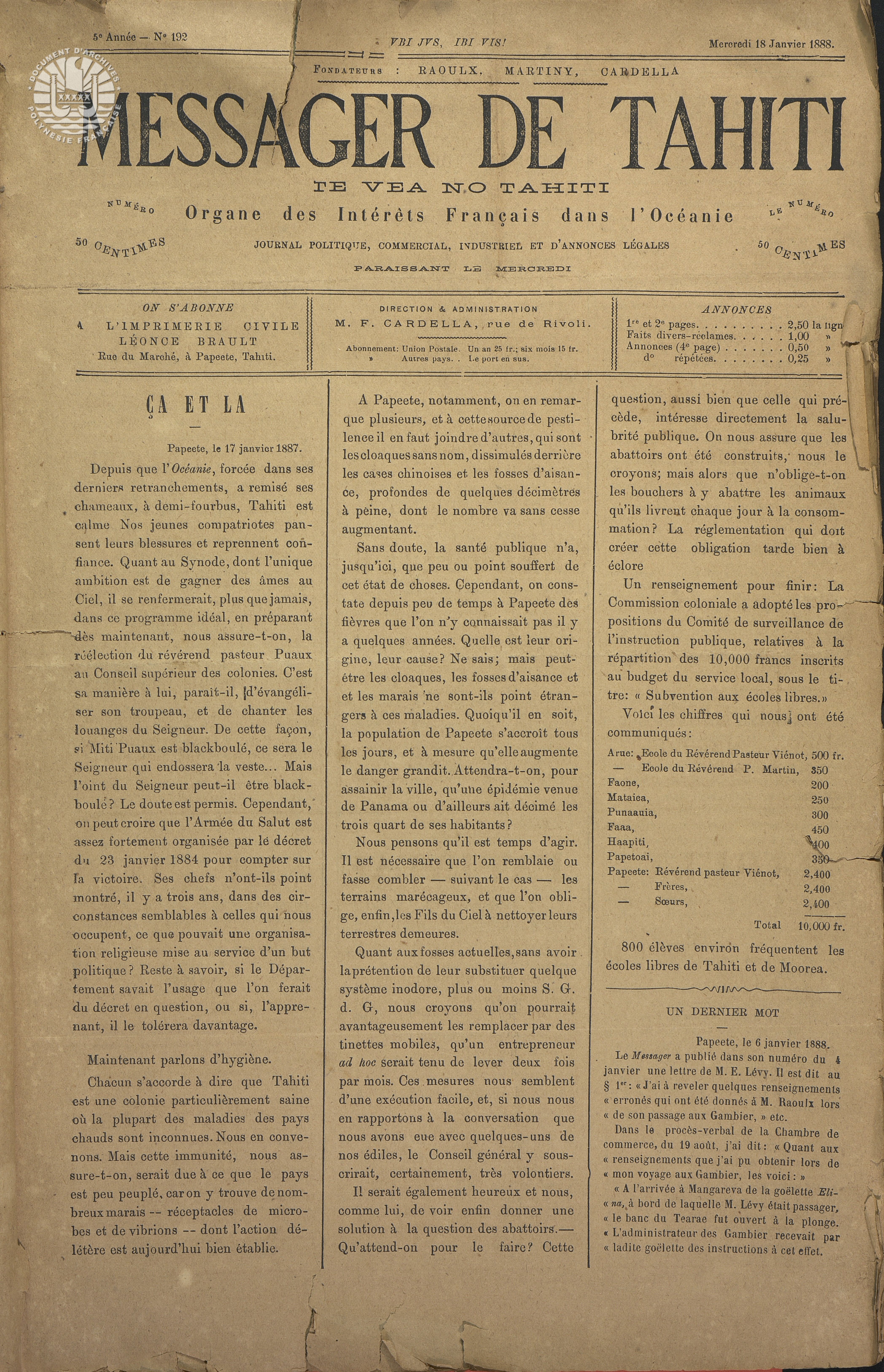 Messager N°192 1888 P1