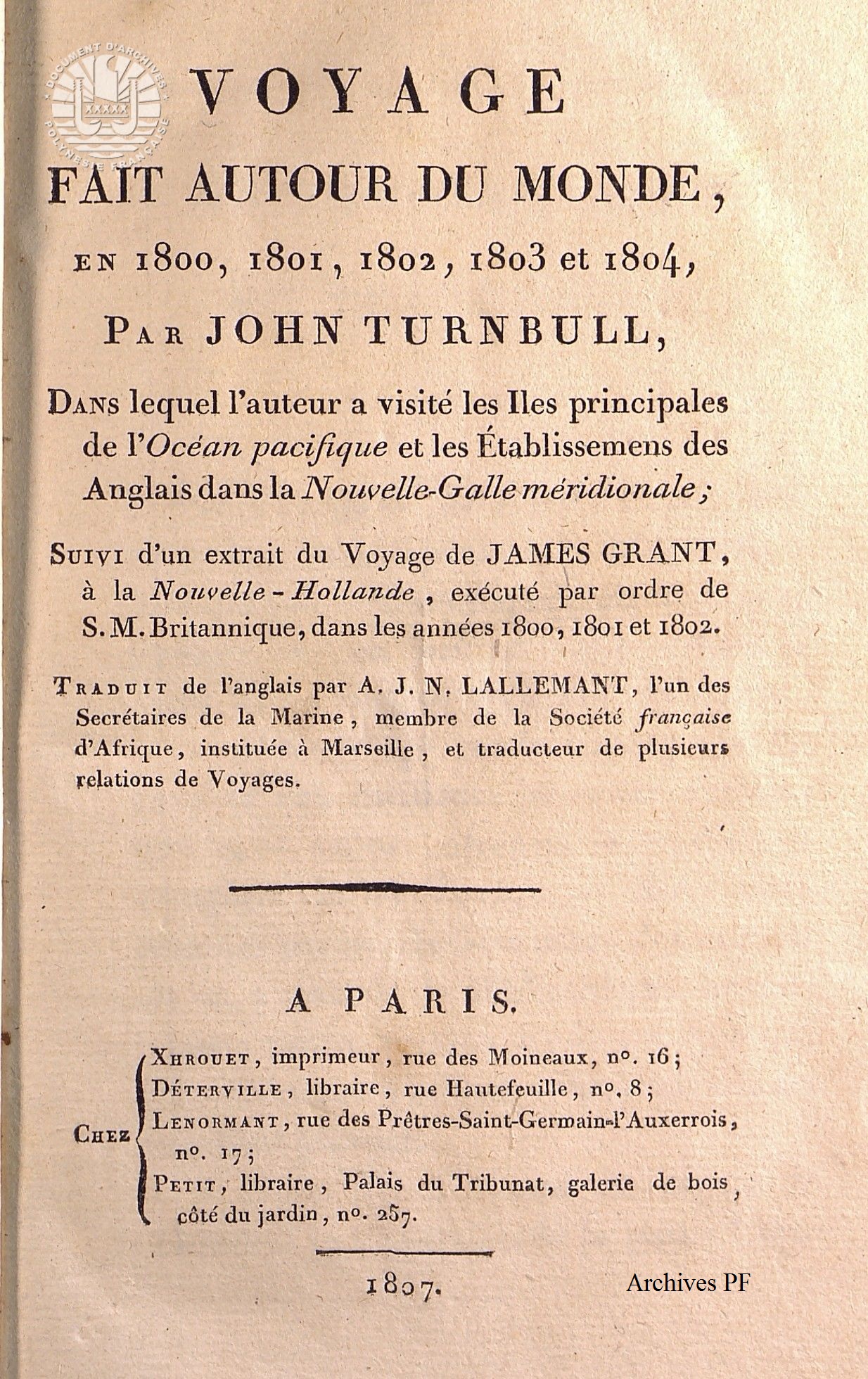 Page De Titre 1807