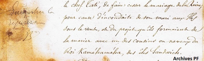Lettre du Ministre au Commissaire de la République à propos du projet de “faire divorcer” la Reine Pomare, 7 avril 1849 / 19 septembre 1849